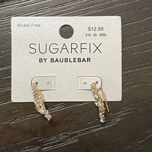 SUGARFIX by BaubleBar Crystal Cluster Ear Crawlers Earrings NWT - Picture 2 of 6
